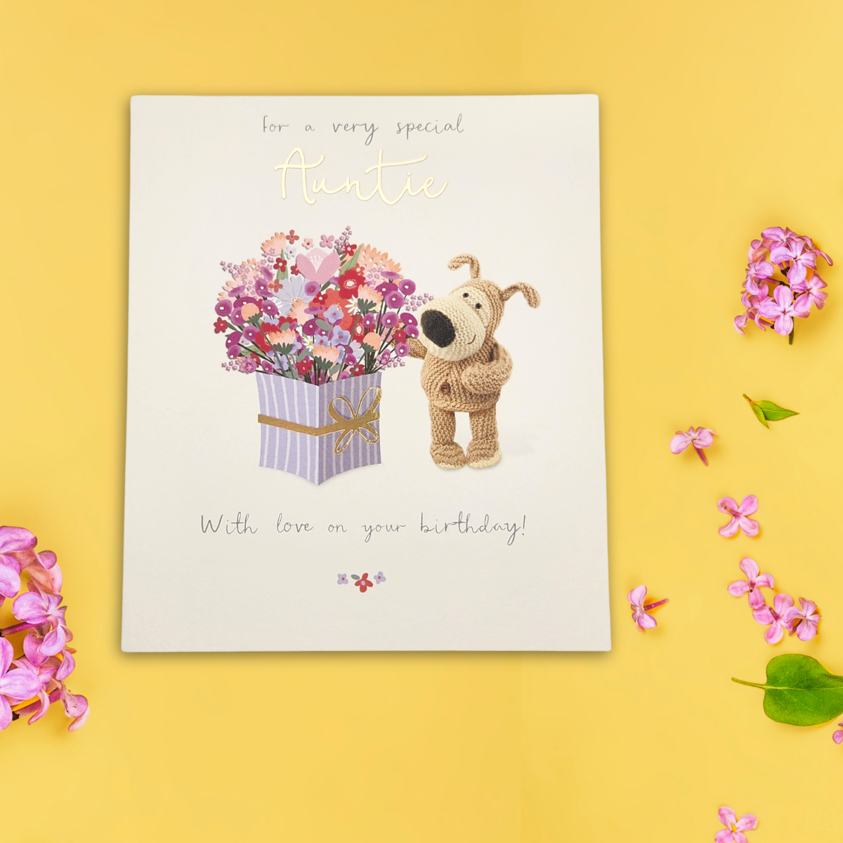 Auntie Birthday Card - Boofle Flower Box