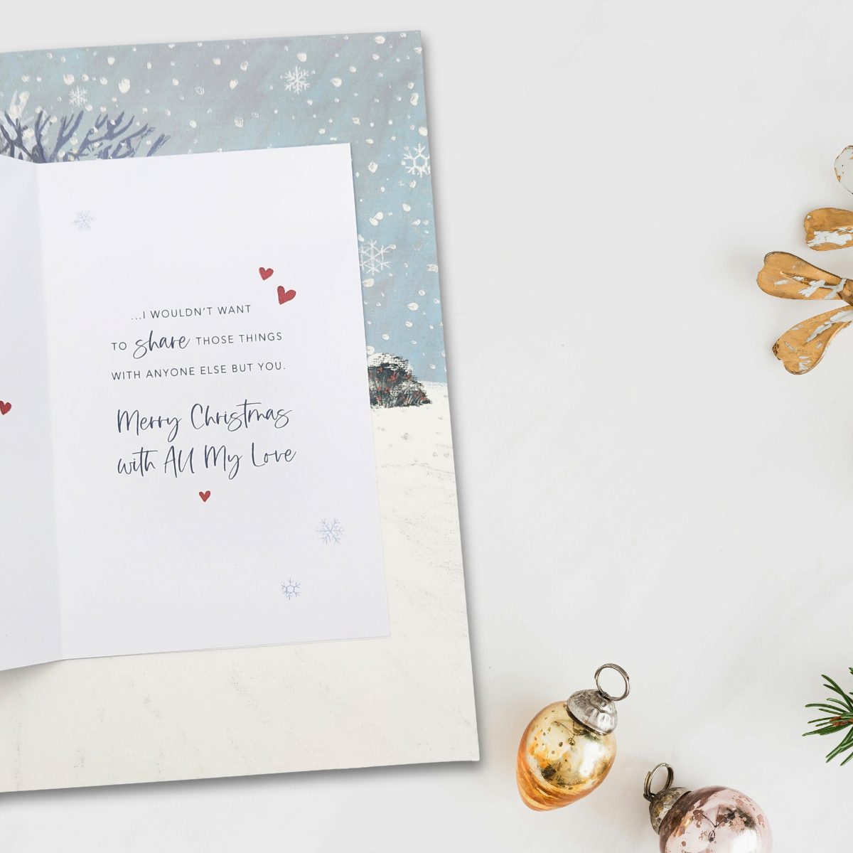 Husband Large Christmas Card - Watermark Couple Stroll