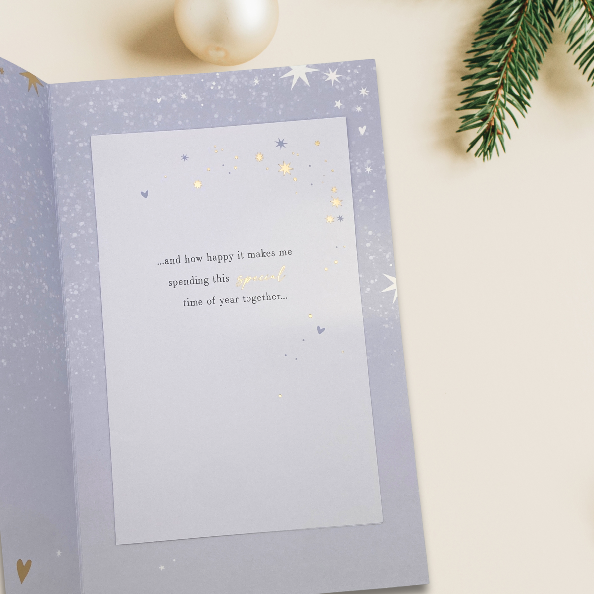 Wife Large Christmas Card - Cut Out Baubles & Stars