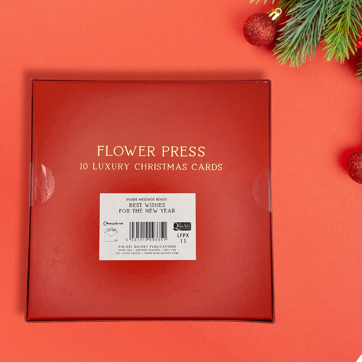 10 x Christmas Cards In Box - Flower Press Festive Tree