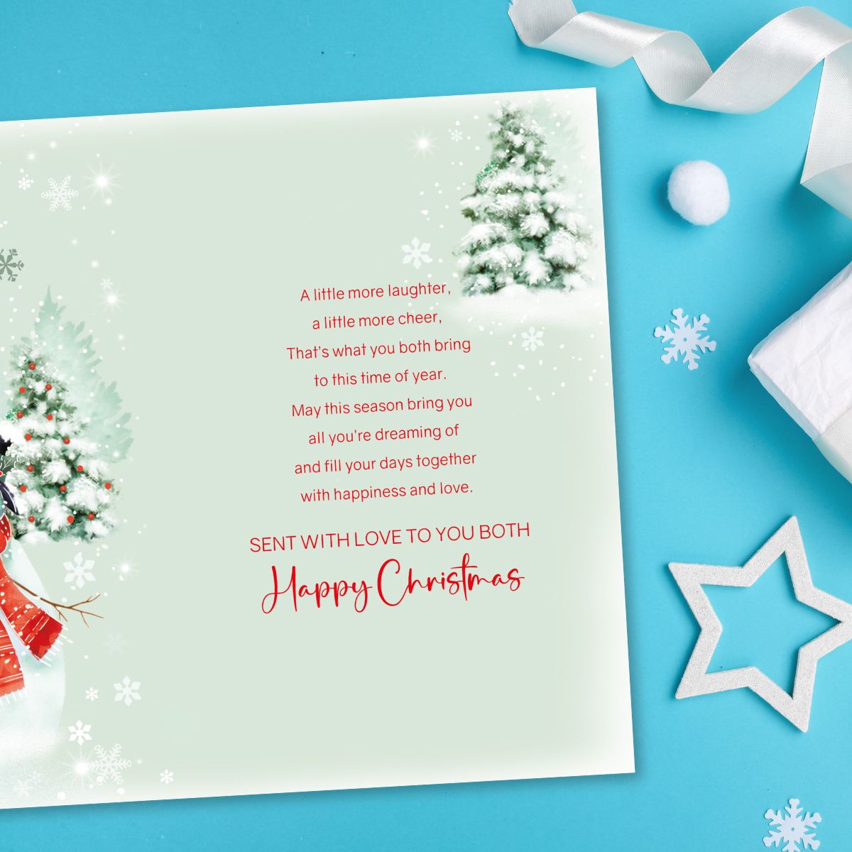 Daughter & Boyfriend Christmas Card - Cute Snowmen