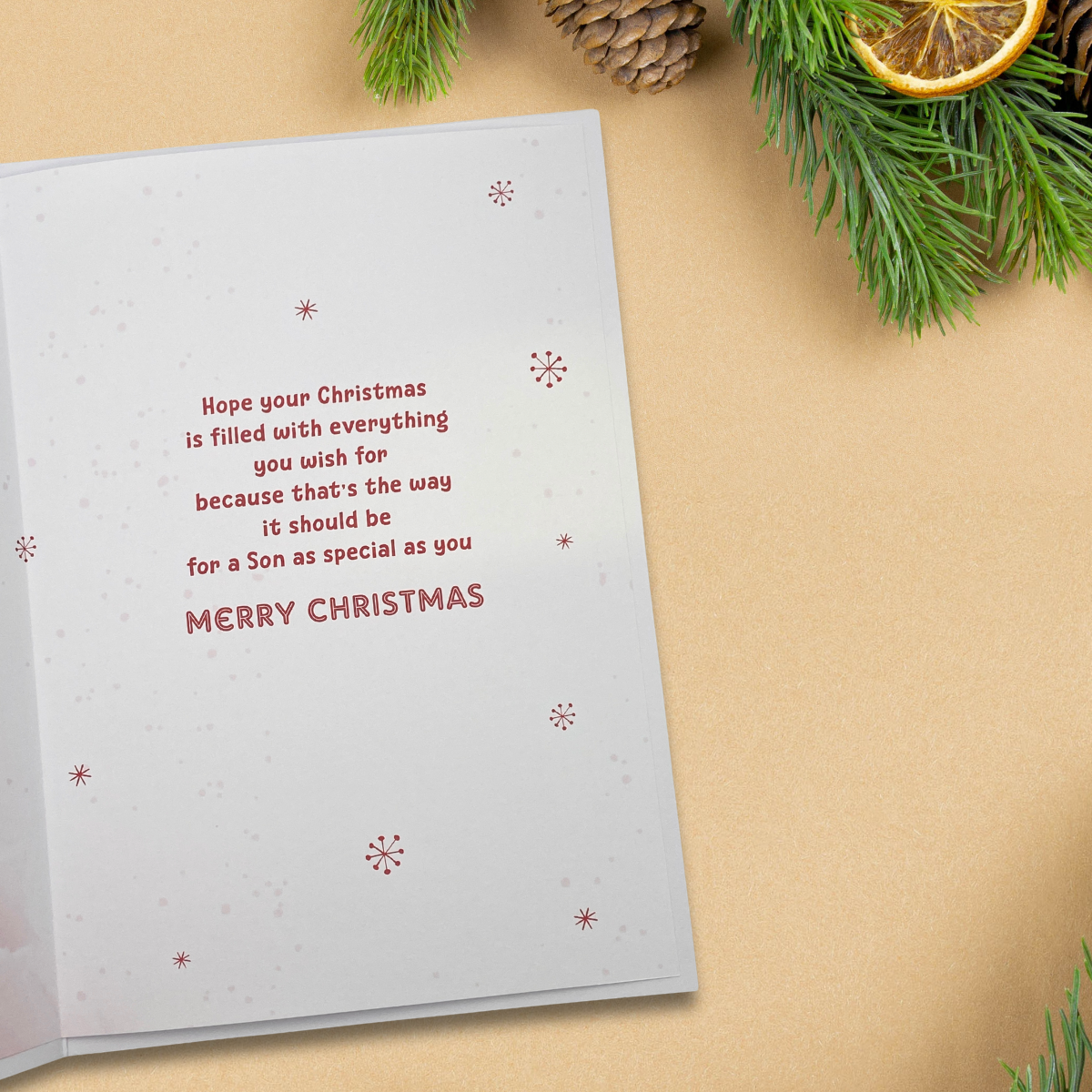 Son Christmas Card - Snowboarding Penguin