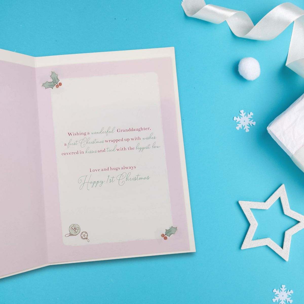 Granddaughter 1st Christmas Card - Barley Bear