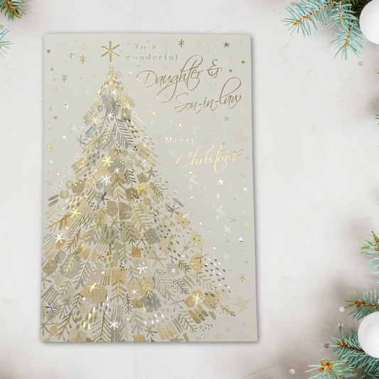 Daughter & Son-In-Law Christmas Card - Gold Tree