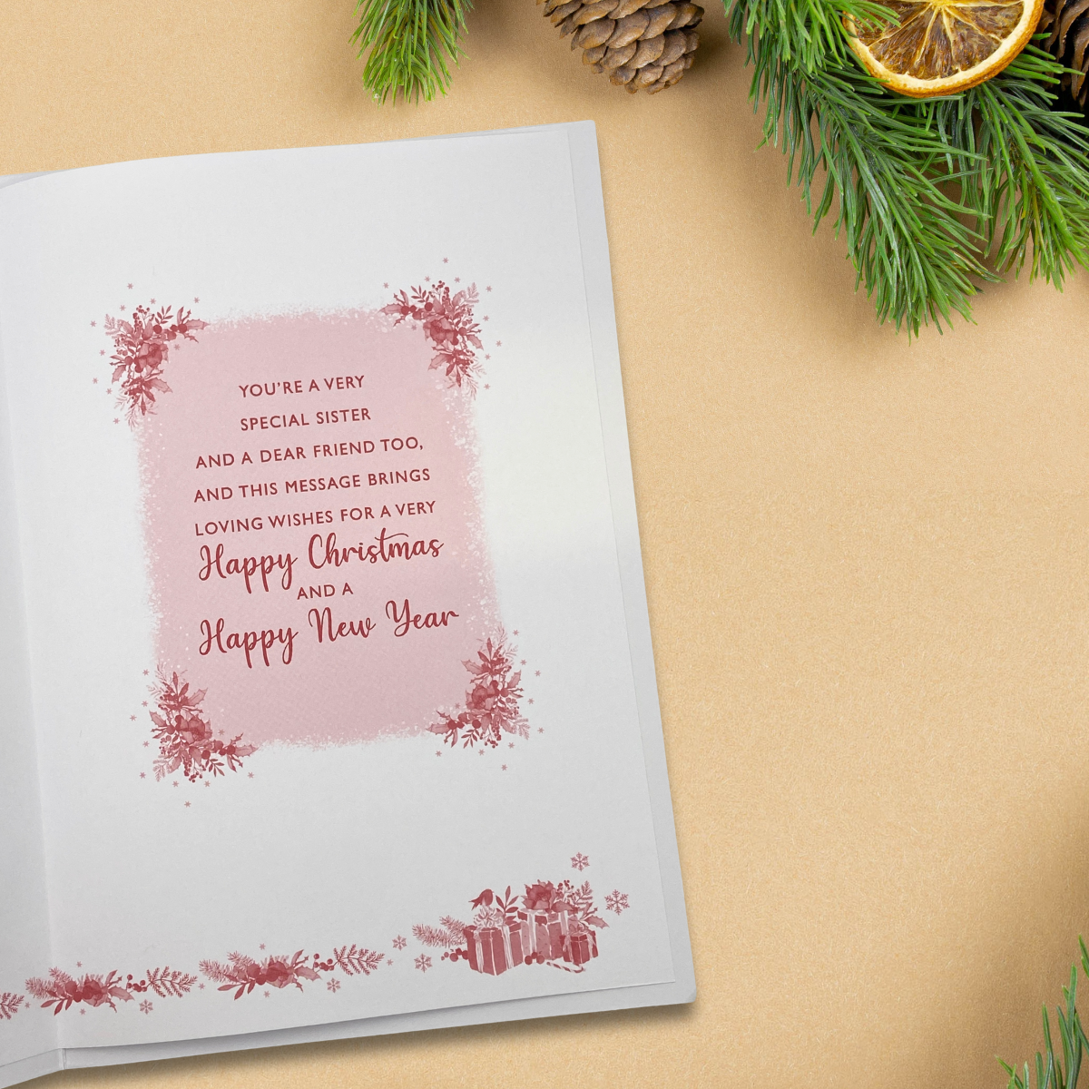 Sister Christmas Card - Pizazz Tree On Sleigh