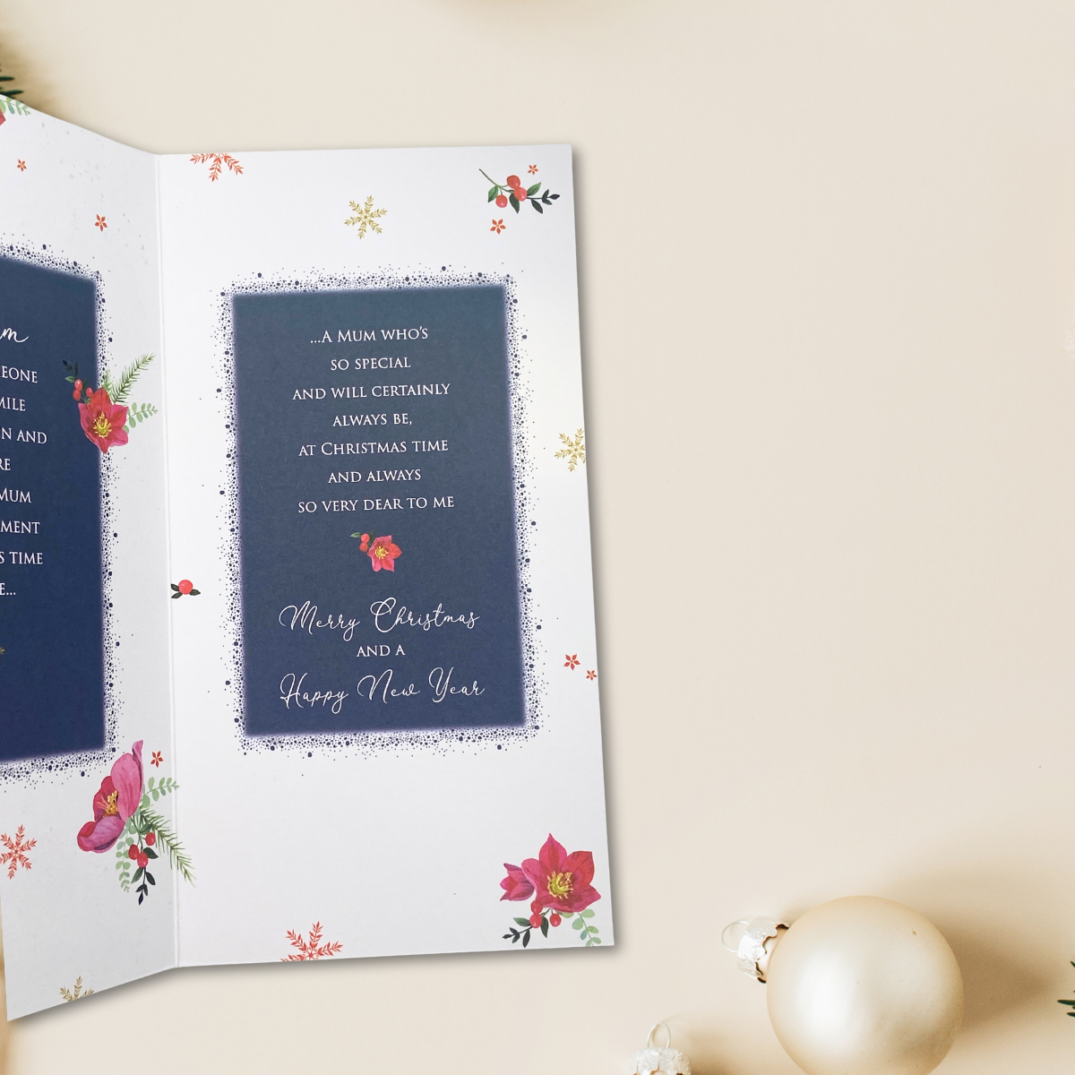 Mum Christmas Card - Festive Foliage & Berries