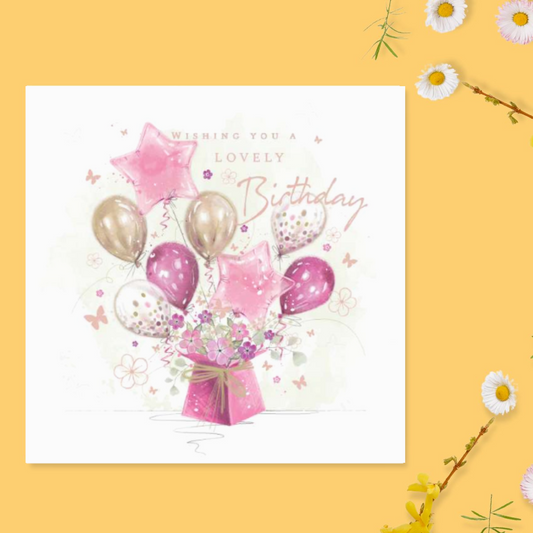 Blush Birthday Card - Balloon Bouquet