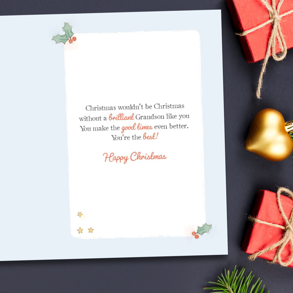 Grandson Christmas Card - Barley Bear