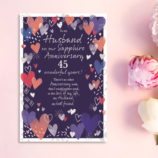 Husband Sapphire Wedding Anniversary Card - 45 Wonderful Years Together