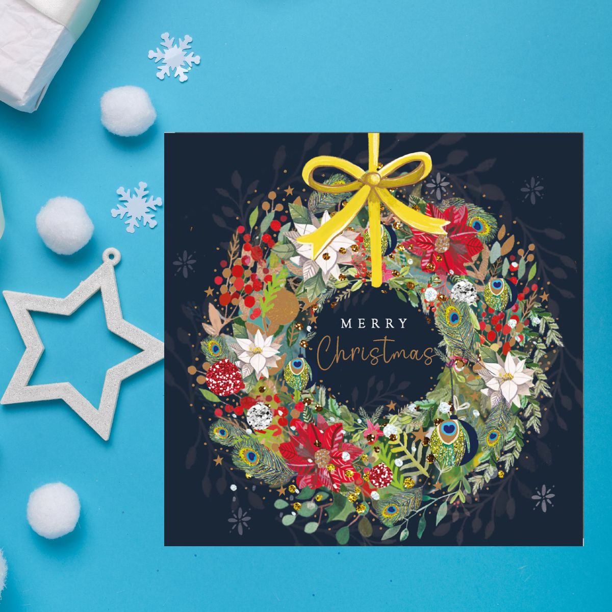 Charity Christmas Cards - 5 x Yellow Ribbon Wreath