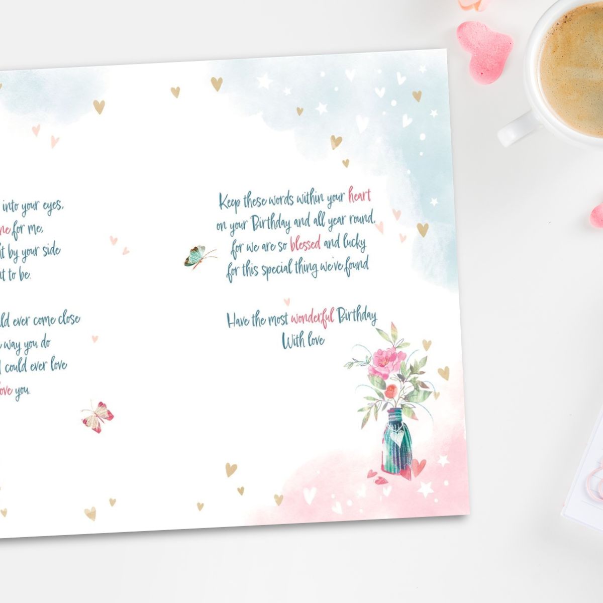 Wife Birthday Card - Awash With Colour Floral Vase