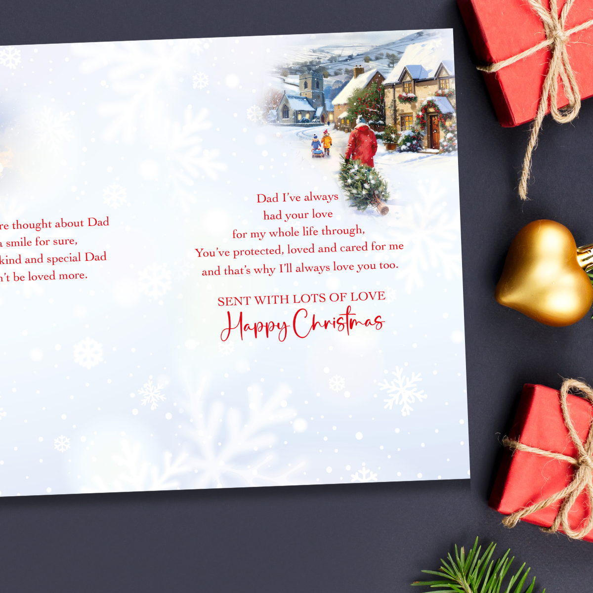 Dad Christmas Card - Bringing Home The Tree