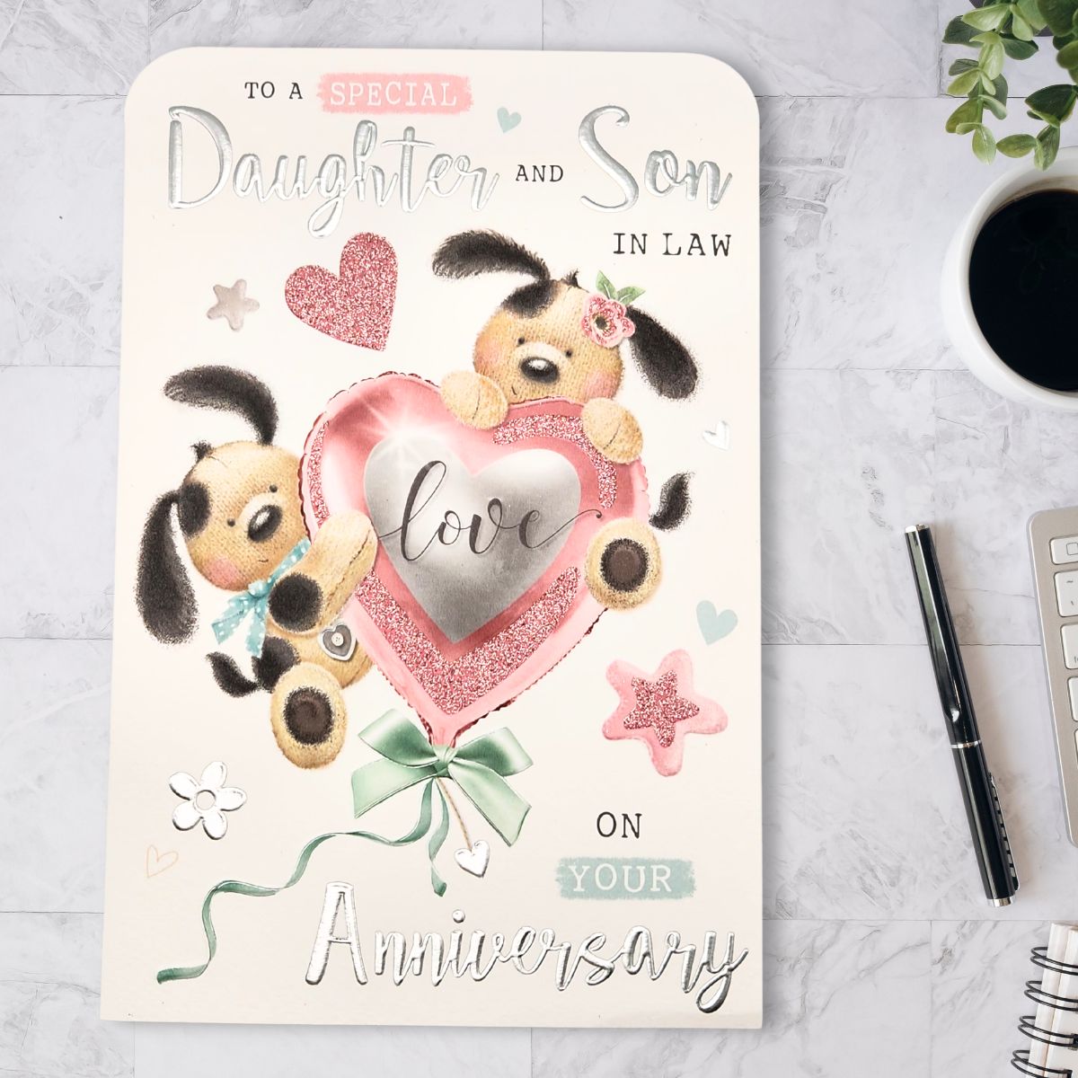 Daughter & Son-In-Law Wedding Anniversary Card - Fudge & Friends