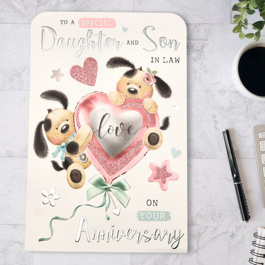 Daughter & Son-In-Law Wedding Anniversary Card - Fudge & Friends