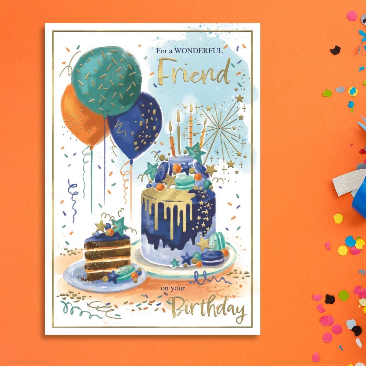 Friend Birthday Card - Awash With Colour Cake Drip