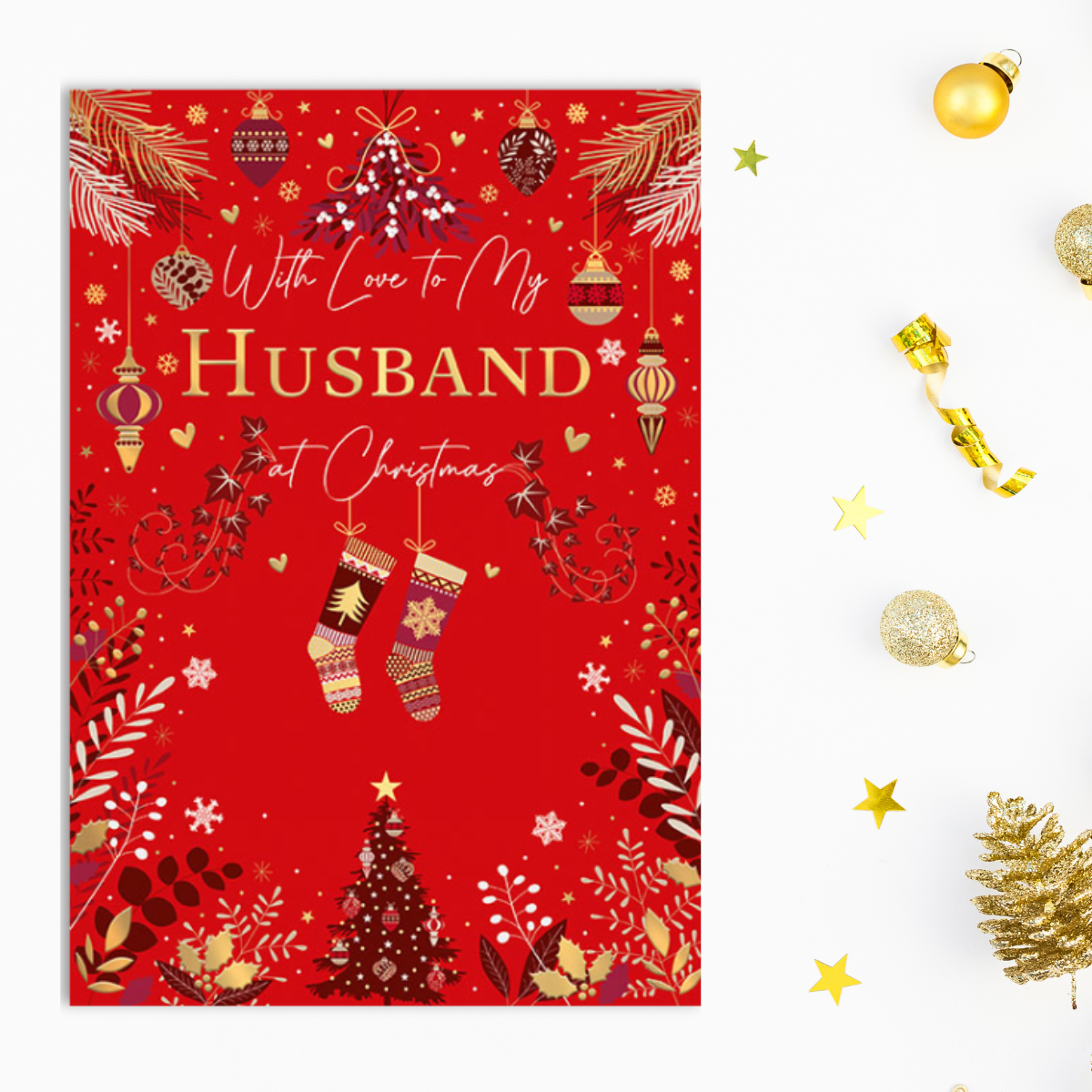 Husband Christmas Card - Stocking Duo