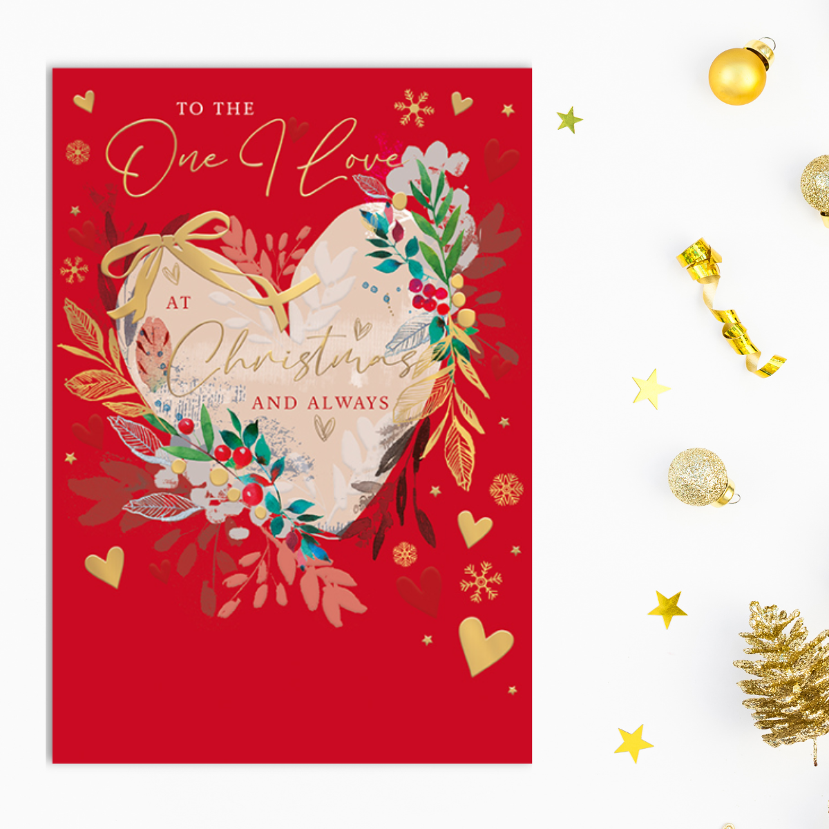 One I Love Christmas Card - Decorated Heart