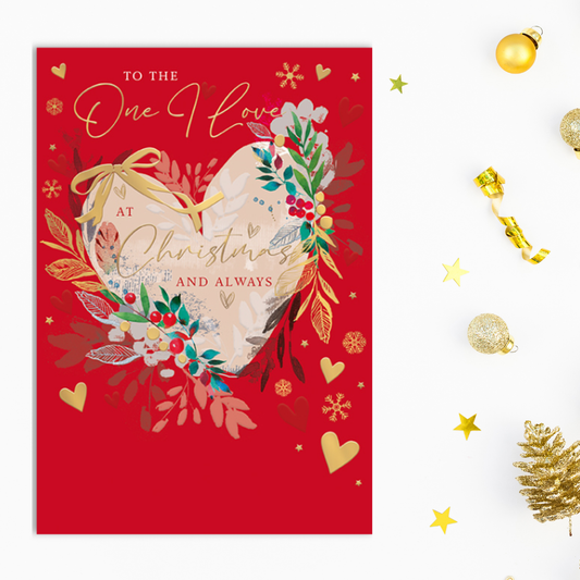 One I Love Christmas Card - Decorated Heart