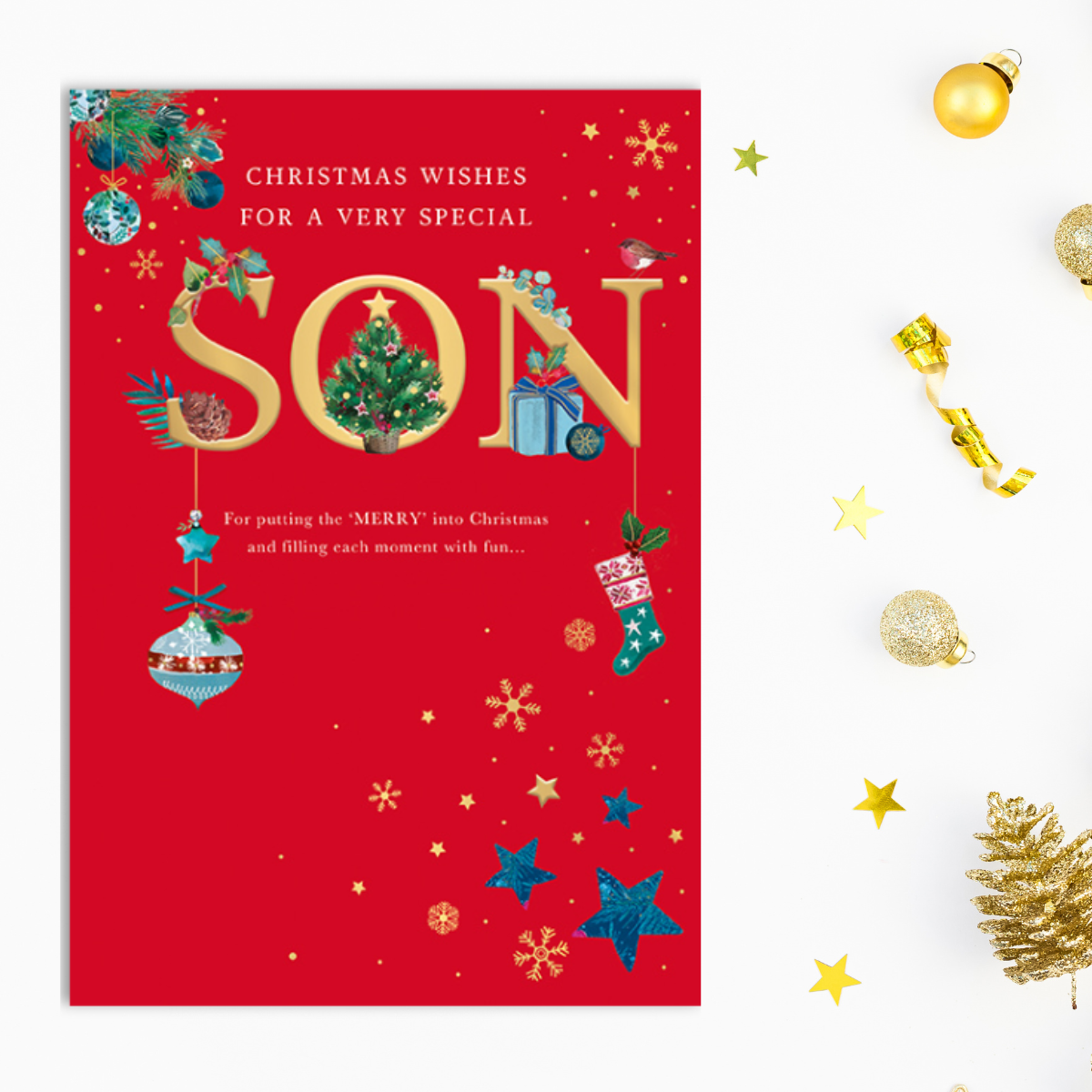 Son Christmas Card - Decorated Text