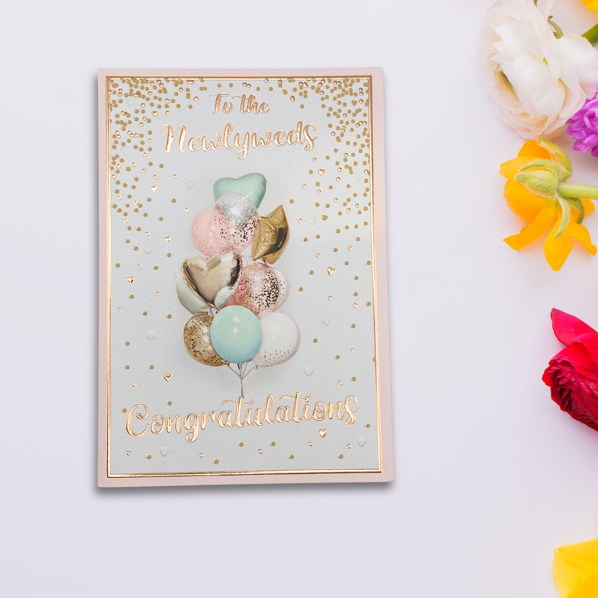 Wedding Day Card - Newlyweds Balloons