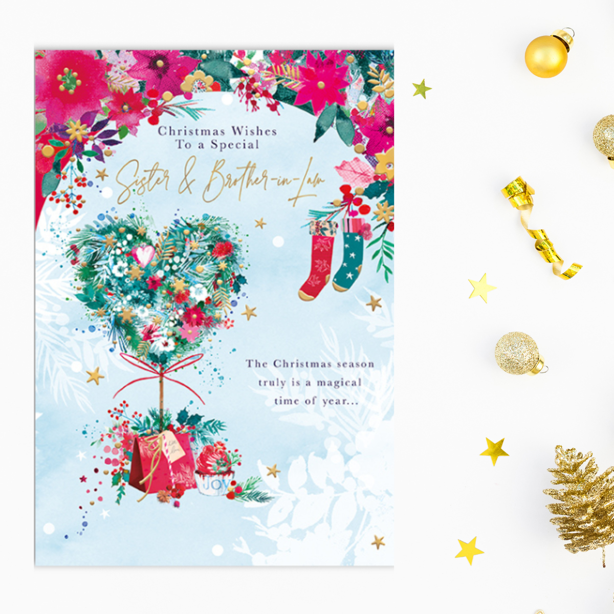 Sister & Brother-In-Law Christmas Card - Heart Shaped Tree