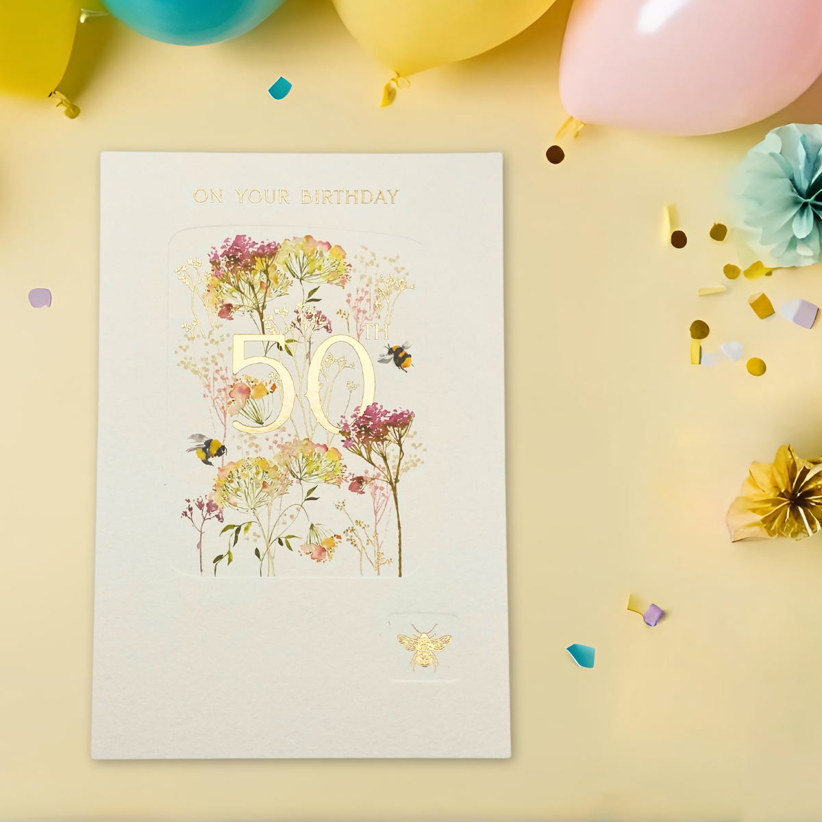 50th Birthday Card - Flower Press