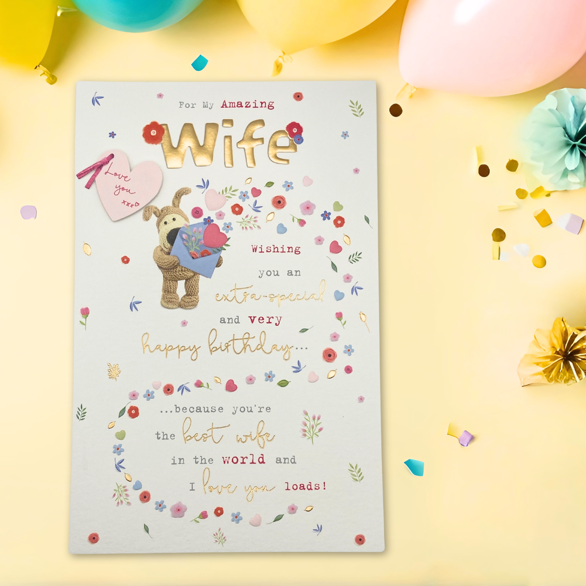 Wife Birthday Card - Boofle Envelope Of Flowers