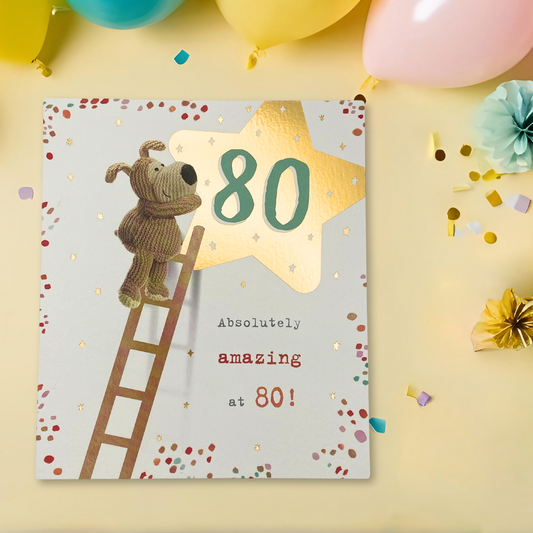 80th Birthday Card - Boofle Amazing At 80