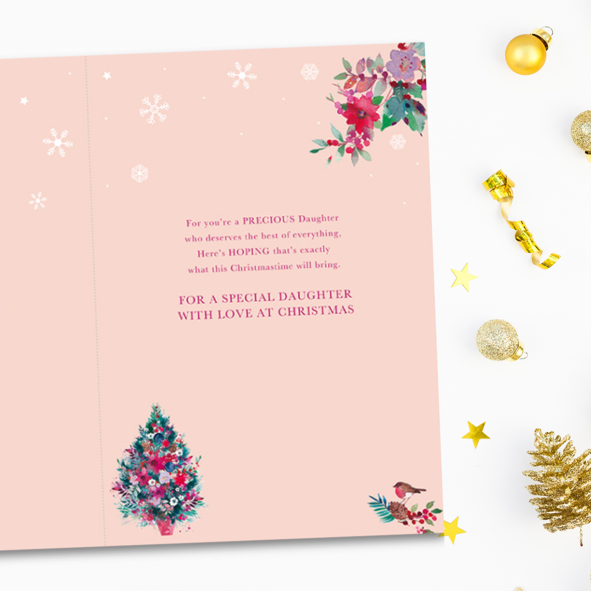 Daughter Christmas Card - Decorated Text