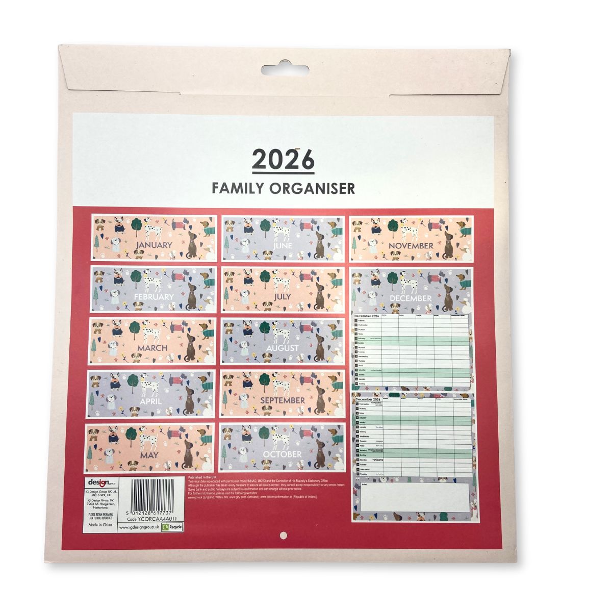 Family Organiser 2026 - Colourful Dogs