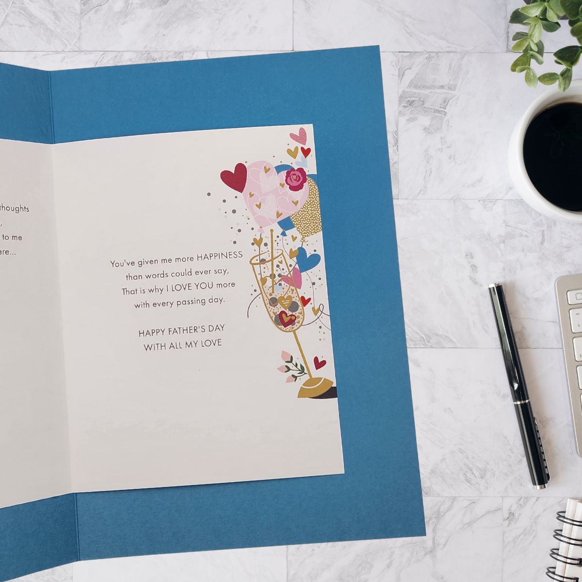 Husband Father's Day Card - Flutes & Hearts