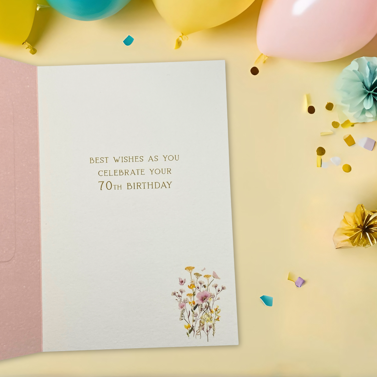 70th Birthday Card - Flower Press