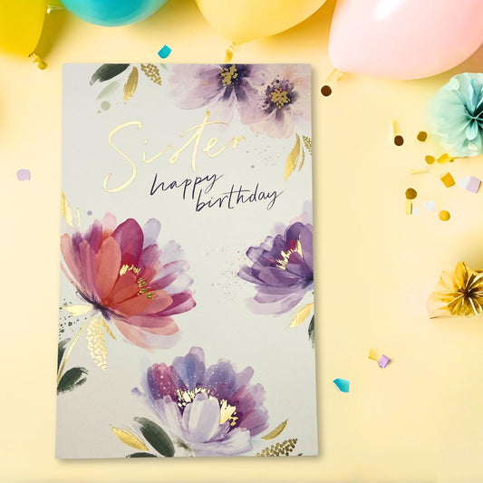 Sister Birthday Card - Beautiful Flowers Large