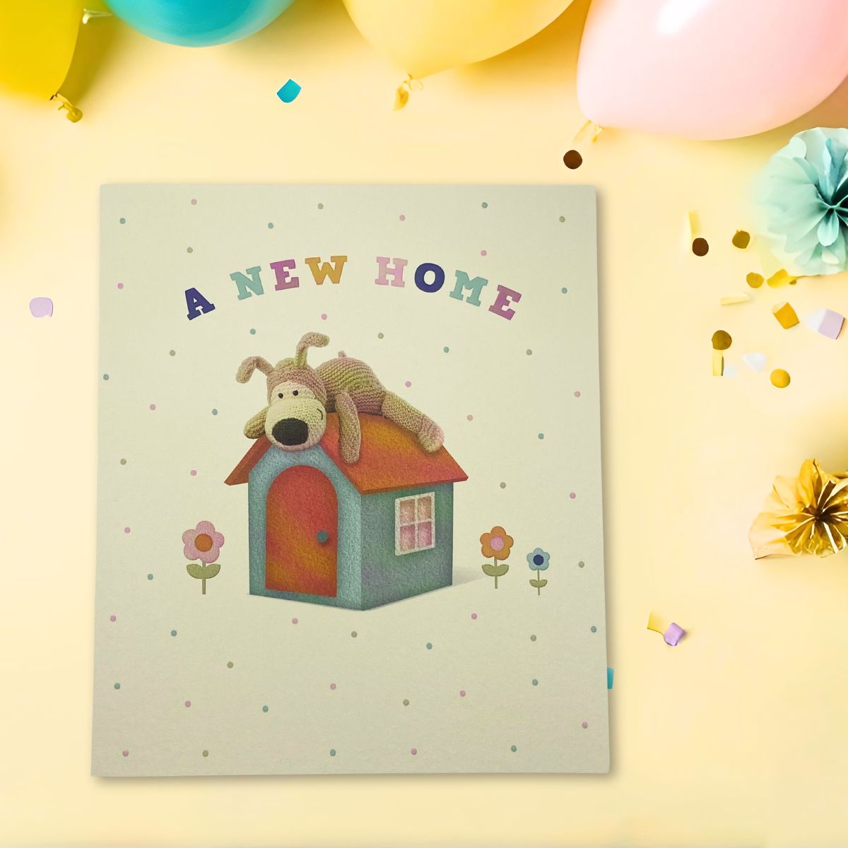 New Home Card - Boofle Bear On House