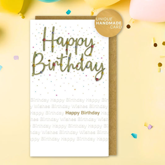 Champagne Birthday Card - Decoupage Happy Birthday Text