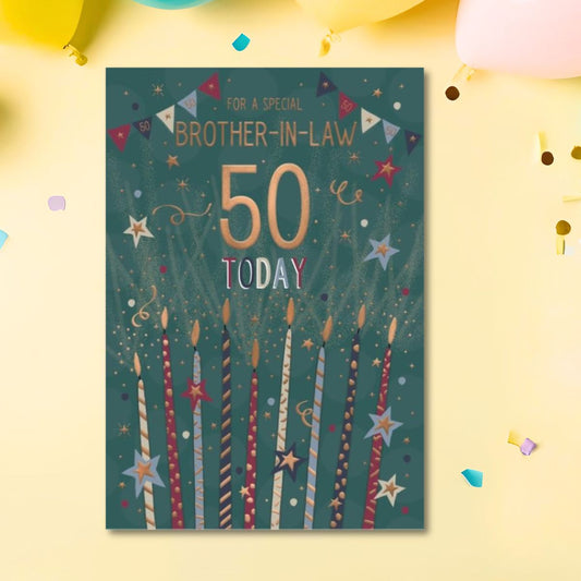 Brother-In-Law 50th Birthday Card - Pavillion Candles