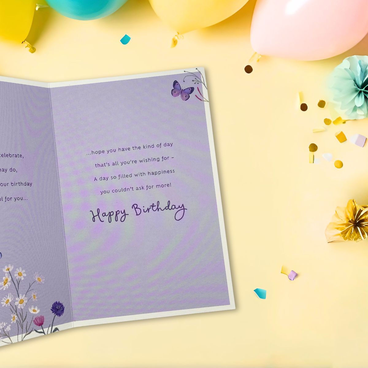 Sister Birthday Card - Flowers & Butterflies