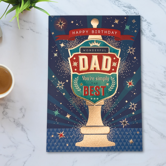 Dad Birthday Card - Fella Simply The Best Trophy