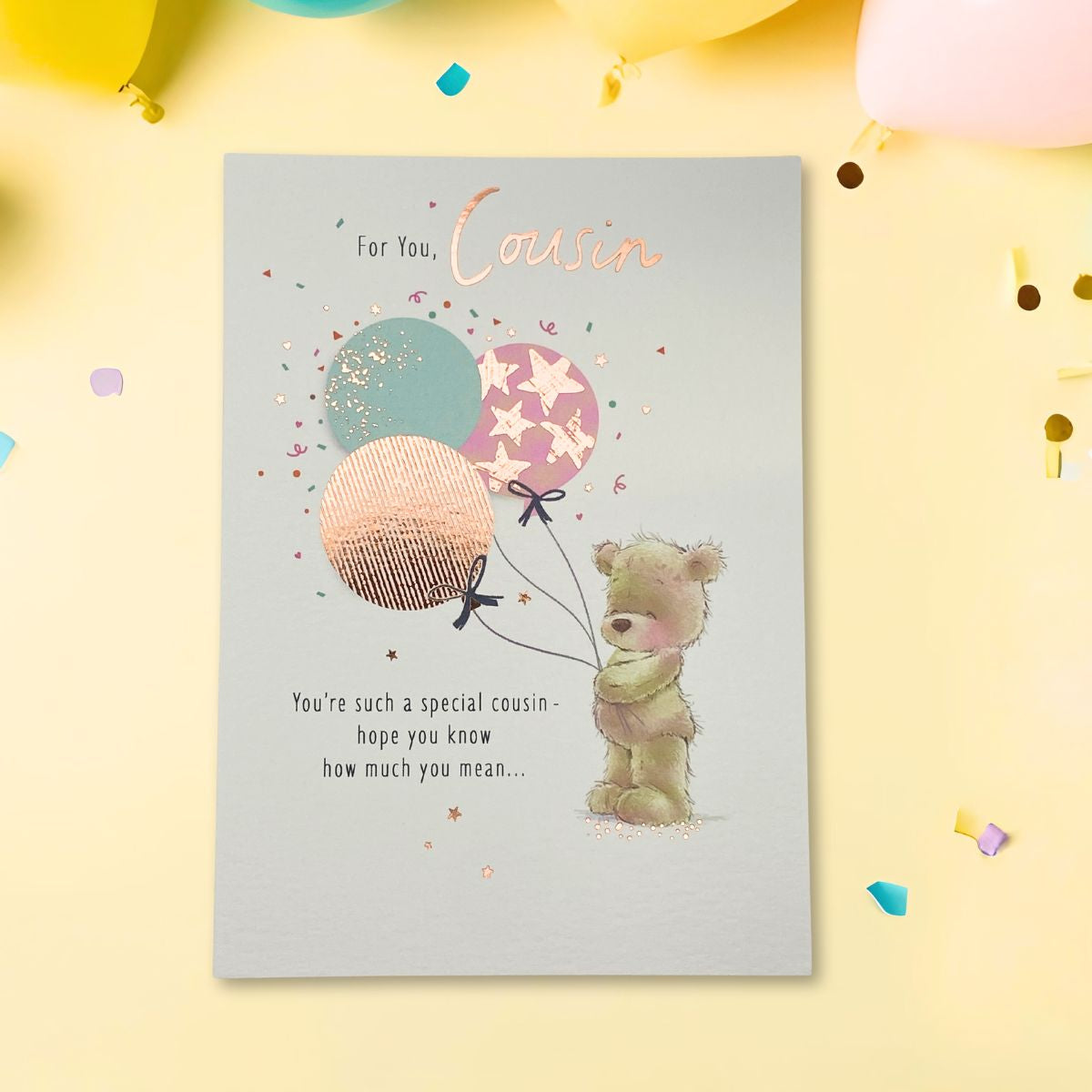 Cousin Birthday Card - Nutmeg Bear & Balloons
