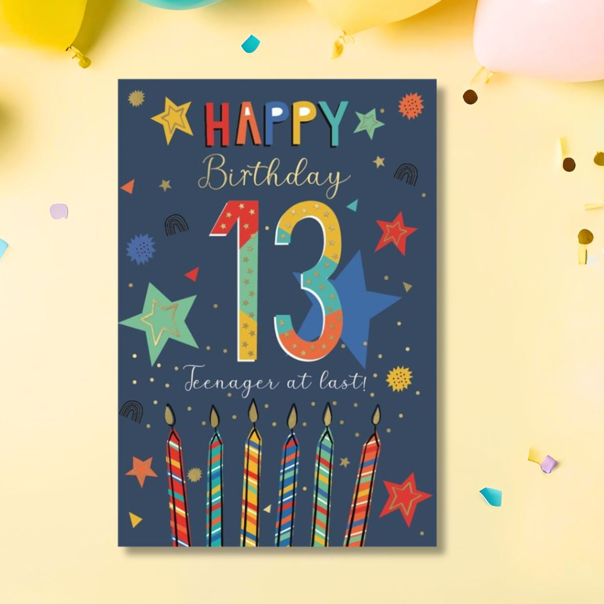 13th Birthday Card - Wonderful Wishes Candles