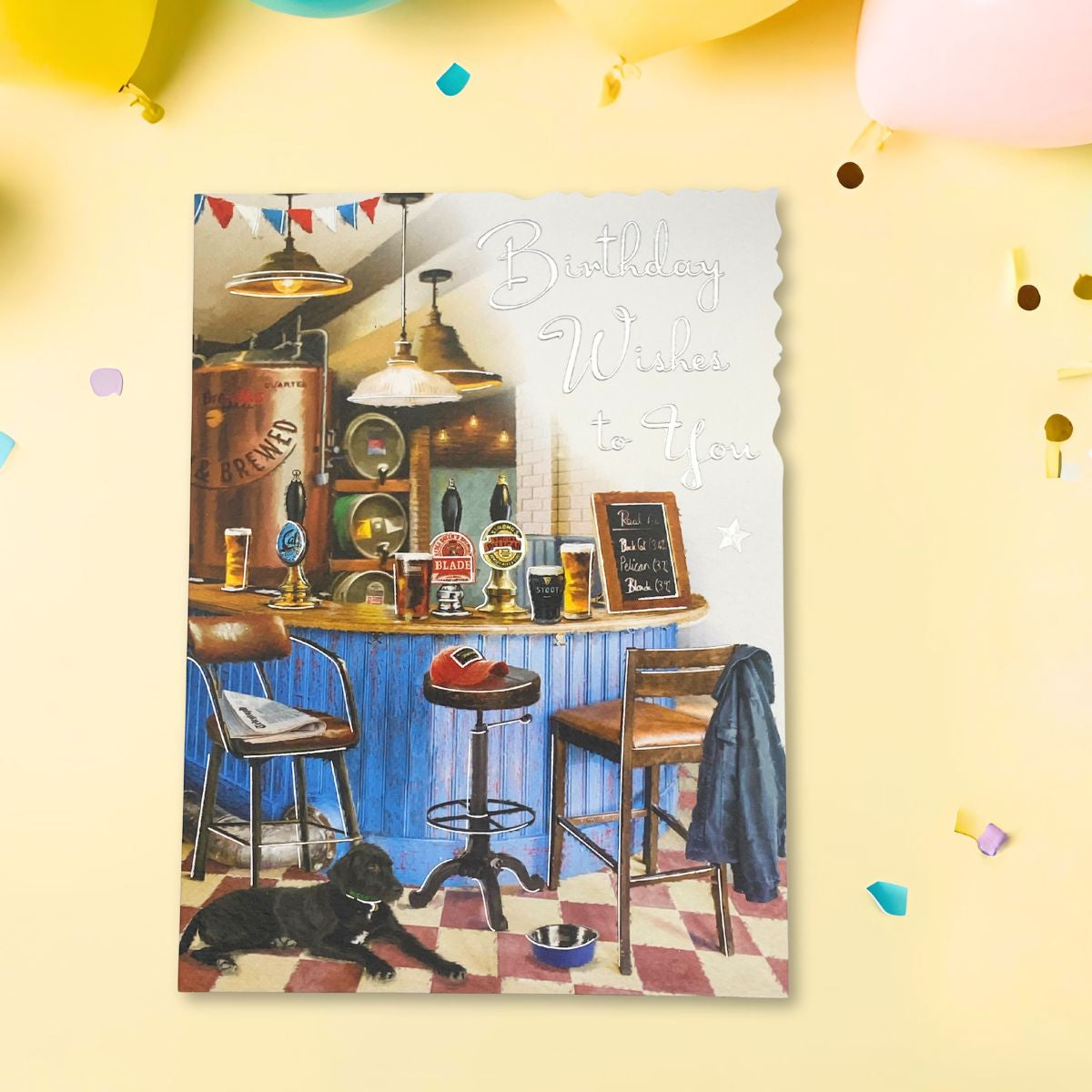 Velvet Birthday Card - Dog In Pub