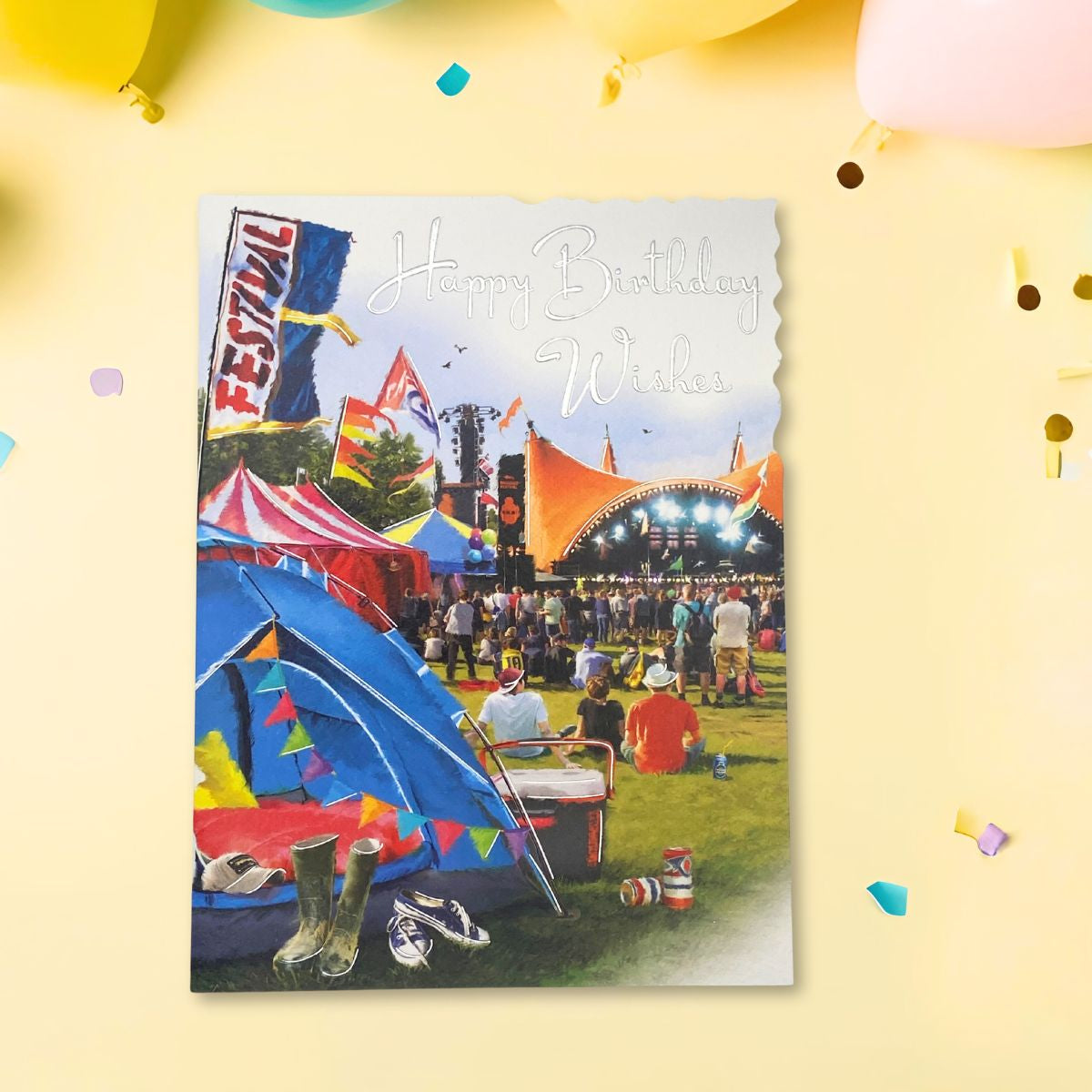 Velvet Birthday Card - Festival Scene