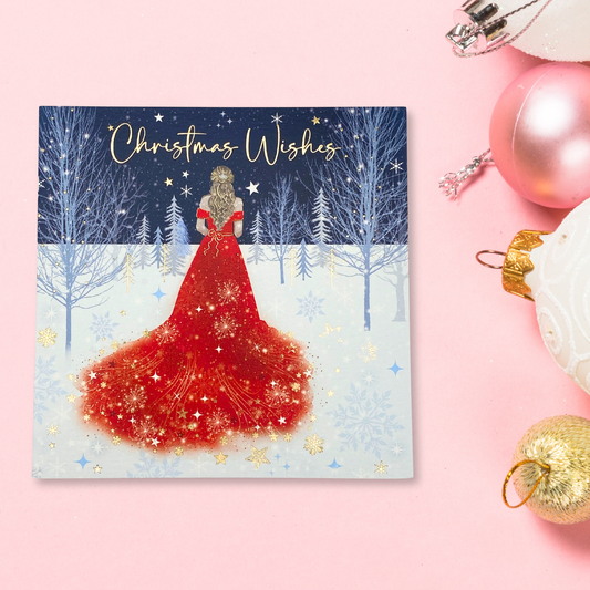 Open Christmas Card - Lady In Red