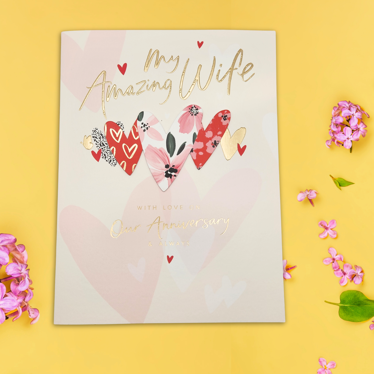 Wife Anniversary Card - Floral Decoupage Heart