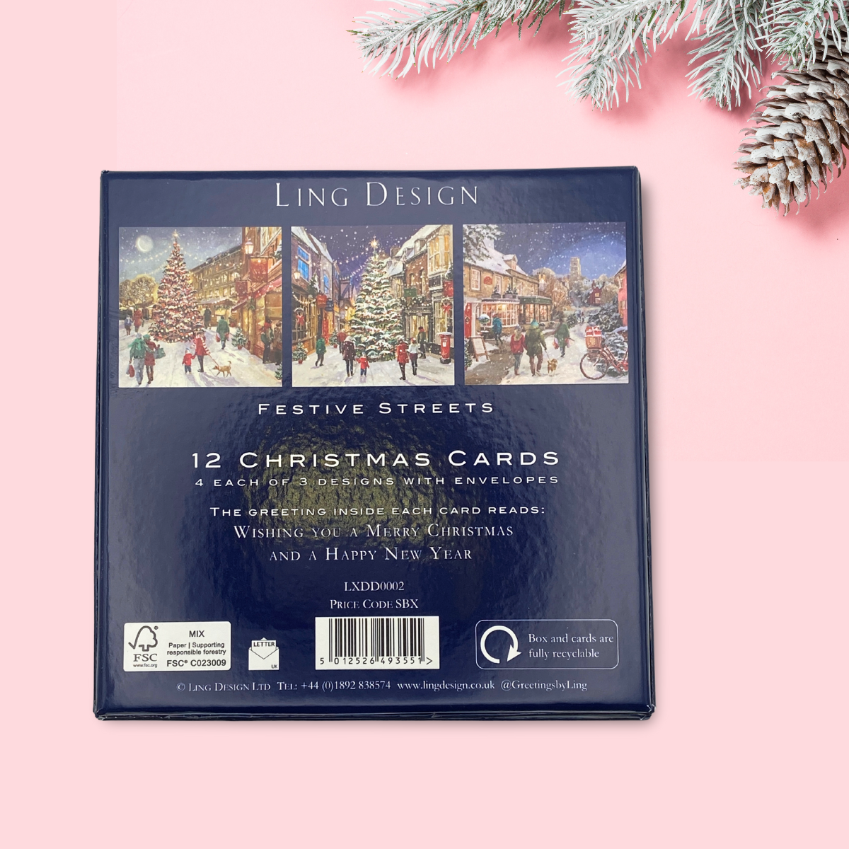 12 x Christmas Cards In Box - Festive Streets