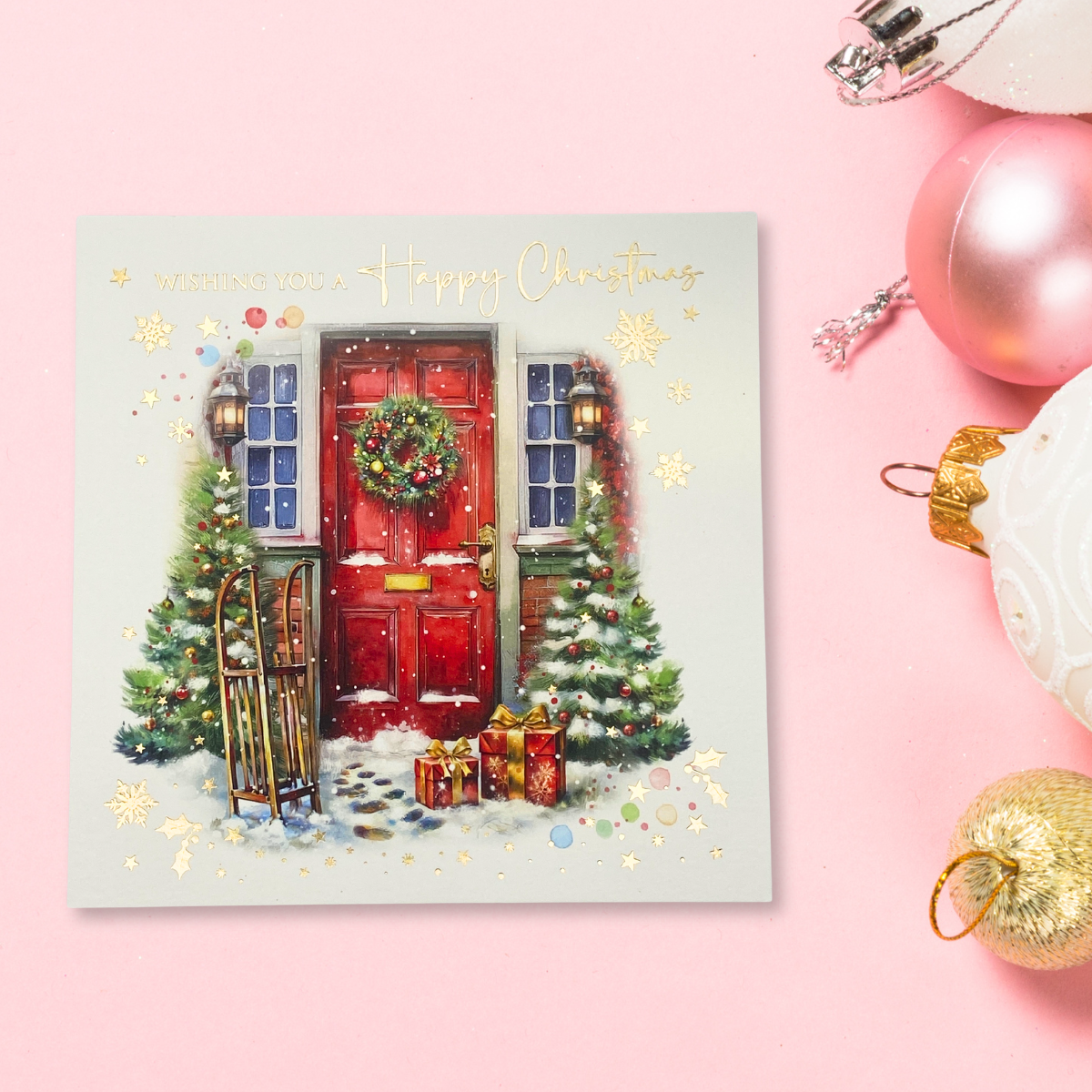 Open Christmas Card - Decorated Door
