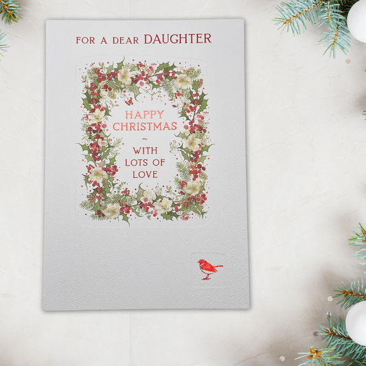 Daughter Christmas Card - Flower Press Floral Border