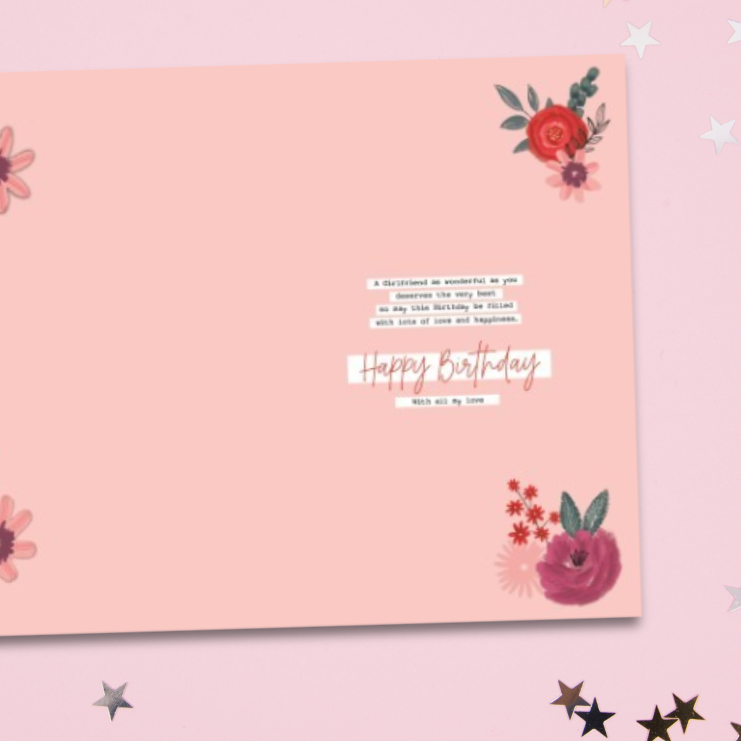 Girlfriend Birthday Card - Floral Heart