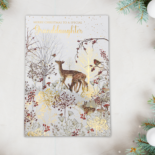 Granddaughter Christmas Card - Deer & Robin