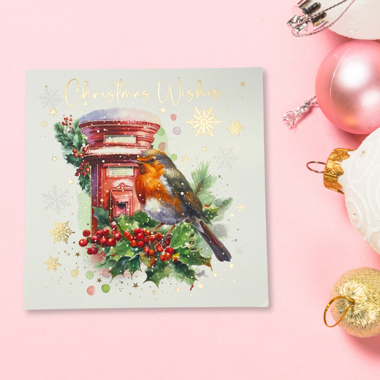 Open Christmas Card - Robin & Postbox